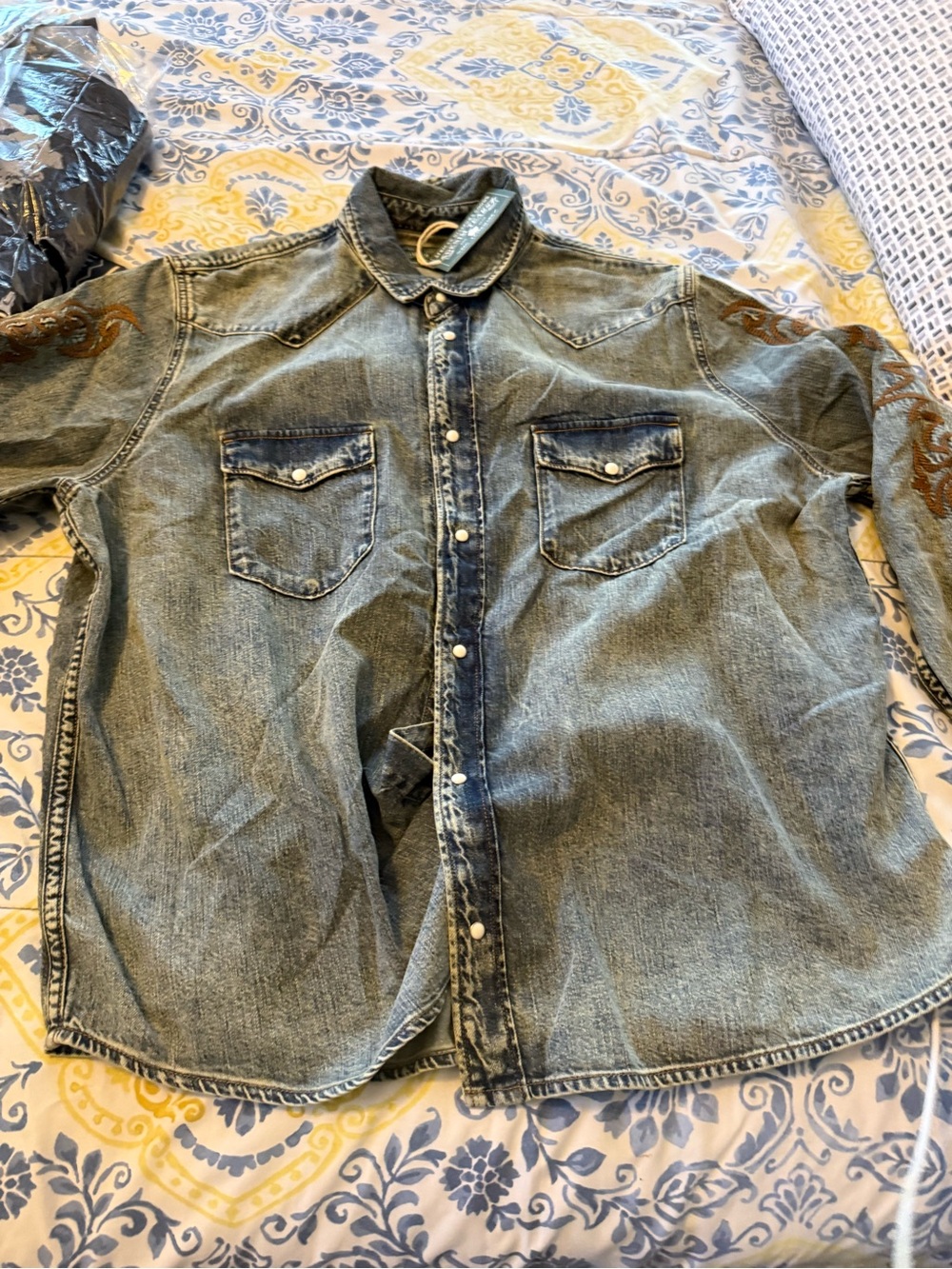 DENIM TEARS Western Denim Button-Up Shirt - Blue
